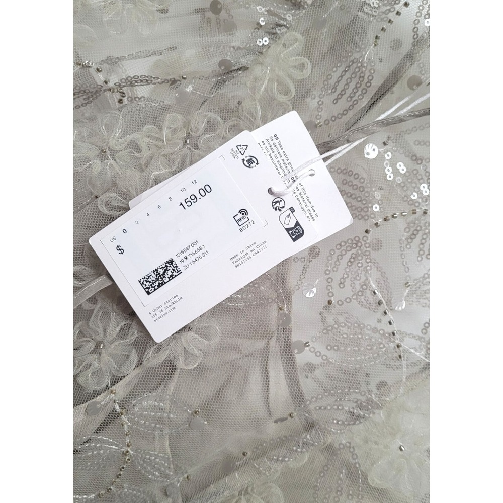 Paris Atelier & Other Stories Sheer Embroidered Organza Blouse - Lt Green - Sz 0 - Picture 3 of 3